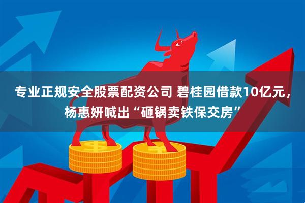 专业正规安全股票配资公司 碧桂园借款10亿元，杨惠妍喊出“砸锅卖铁保交房”